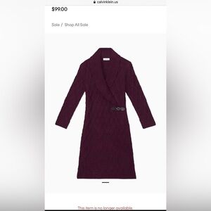 Calvin Klein Women’s Shawl Collar Honeycomb Knit Sweater Dress - Size Medium NWT